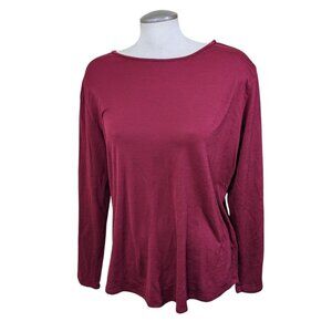 Segments Womens Merino Wool Long Sleeve Base Layer Top Burgundy Red Size XL